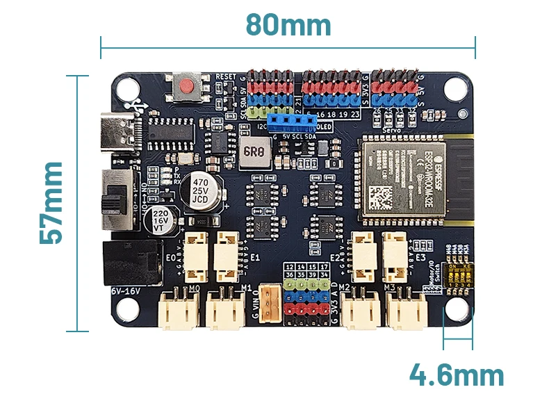 Maker-ESP32-pro 2.4GHz WiFi & Bluetooth ESP32-WROOM-32E 6-16V 3A High-Current USB-C Motor Driver (4 Encoder or 4 DC/4 Servo)