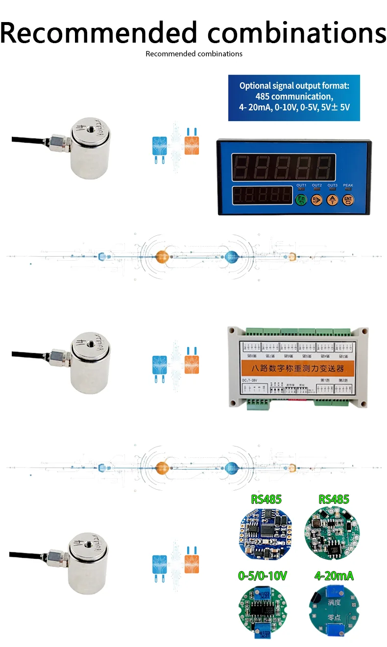 Mini Load Cell 0-50kg Stainless Steel Column Type Force Sensor 2.0mV/V High Accuracy 10kHz Response Industrial Pressure Sensor