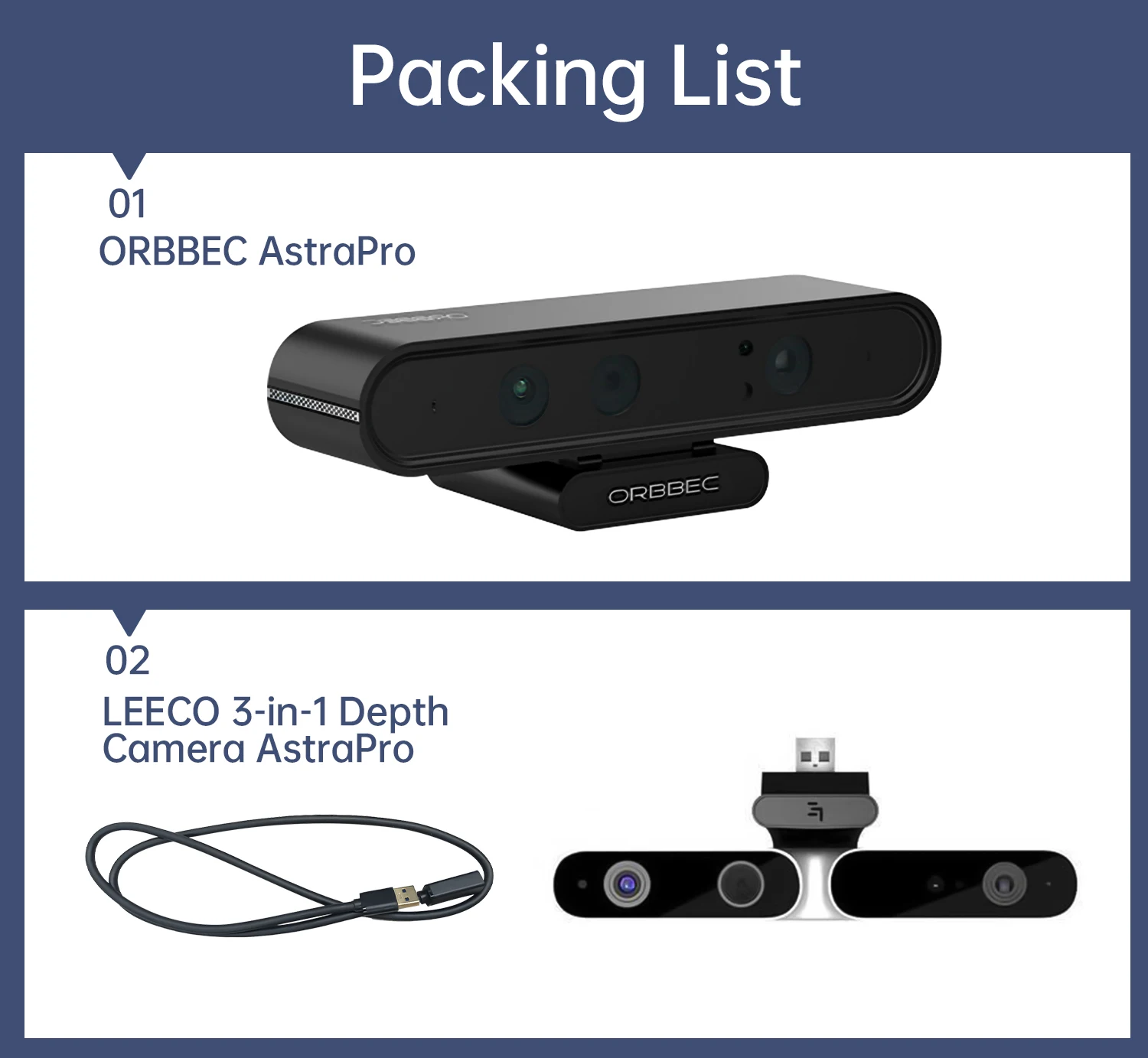 ORBBEC ASTRA Pro 3D Depth Camera Module 0.6-8M Range For AI Robot Raspberry PI Drones Development Face Recognition With ROS1ROS2