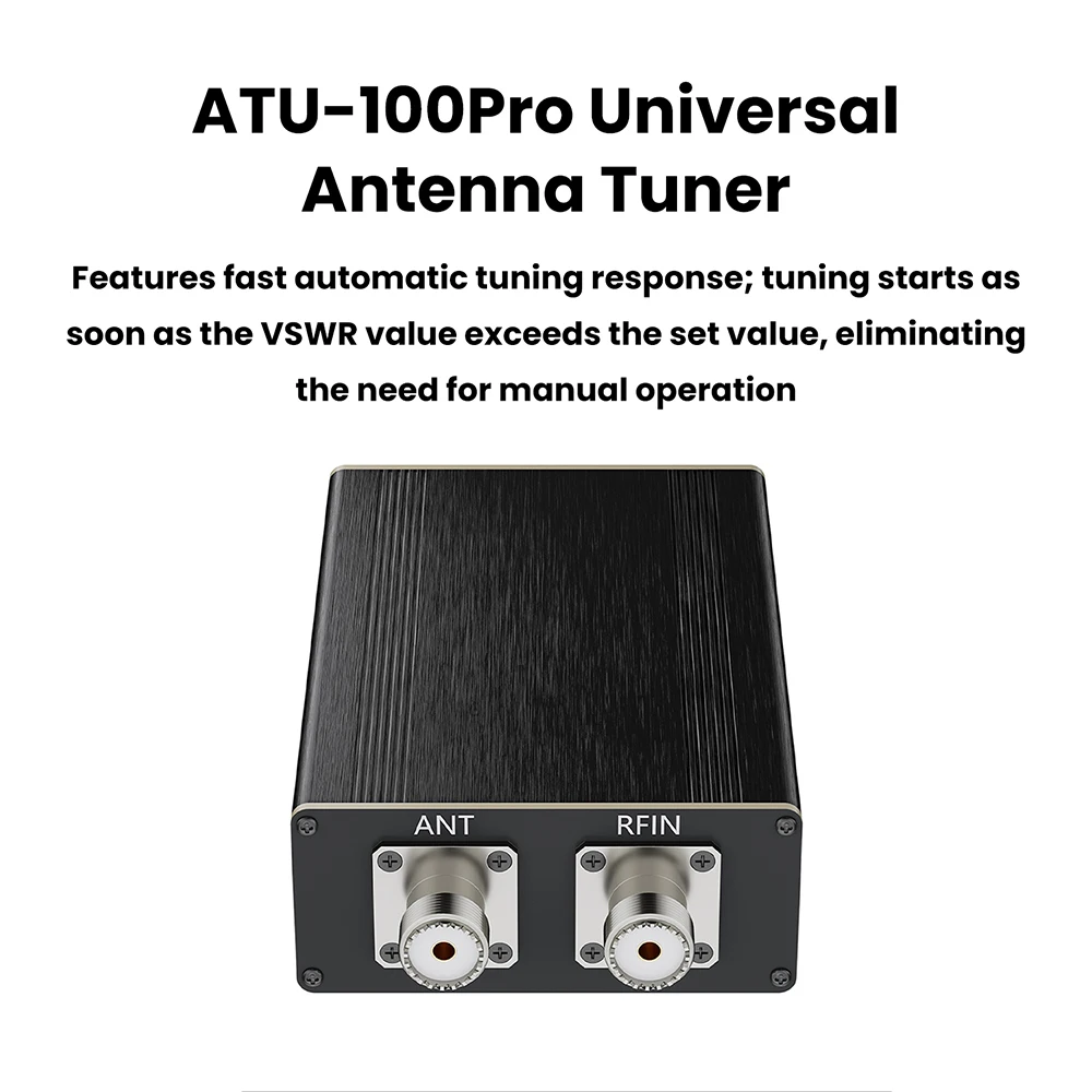 ATU-100Pro Shortwave Antenna Tuner 1.8MHz-55MHz Automatic Tuning Device 0.96 Inch OLED Micro USB Cable for Amateur Radio Use