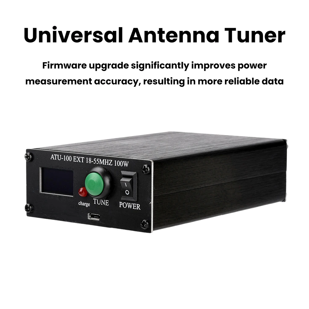ATU-100Pro Shortwave Antenna Tuner 1.8MHz-55MHz Automatic Tuning Device 0.96 Inch OLED Micro USB Cable for Amateur Radio Use