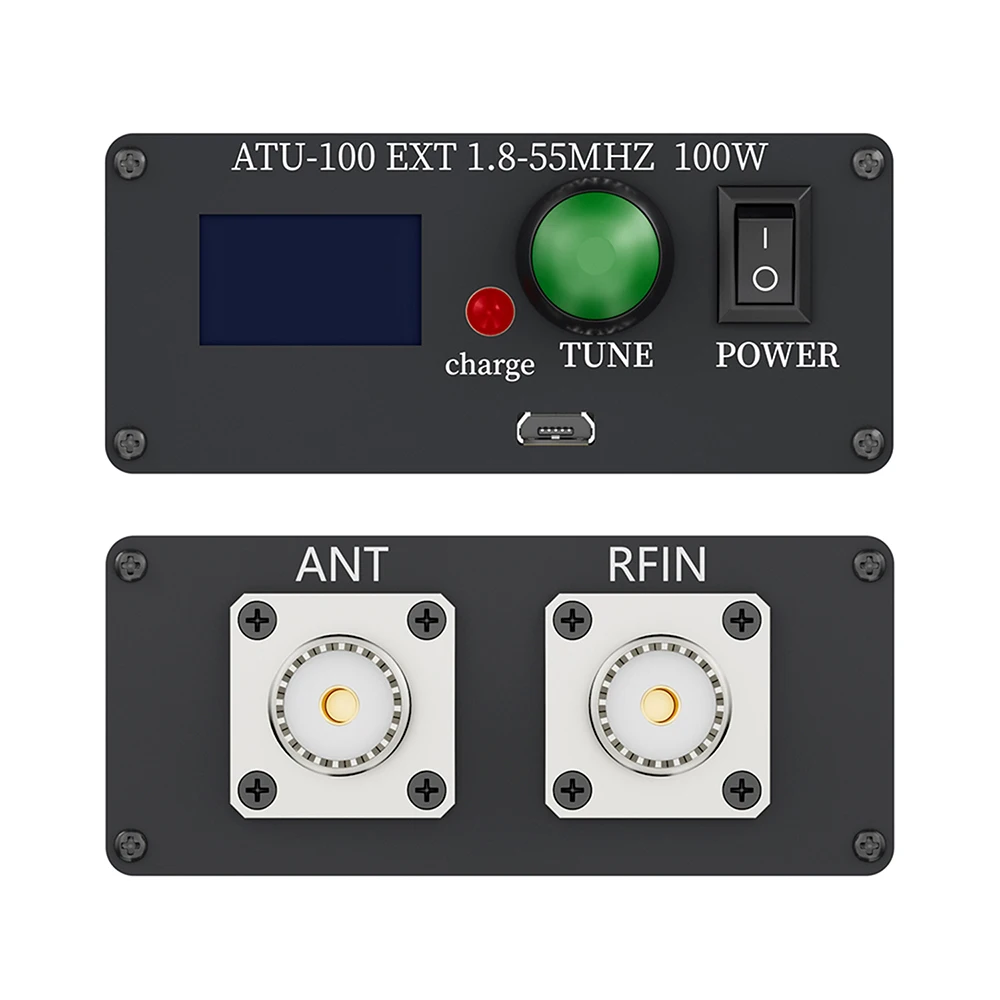ATU-100Pro Shortwave Antenna Tuner 1.8MHz-55MHz Automatic Tuning Device 0.96 Inch OLED Micro USB Cable for Amateur Radio Use