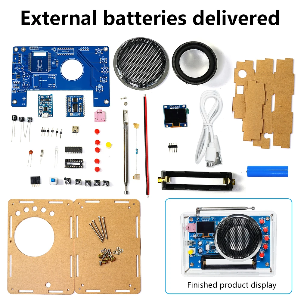 RDA5807 FM Radio DIY Kit Rechargeable FM 87-108MHz OLED Display DIY Electronics Welding Assembly Practice Parts