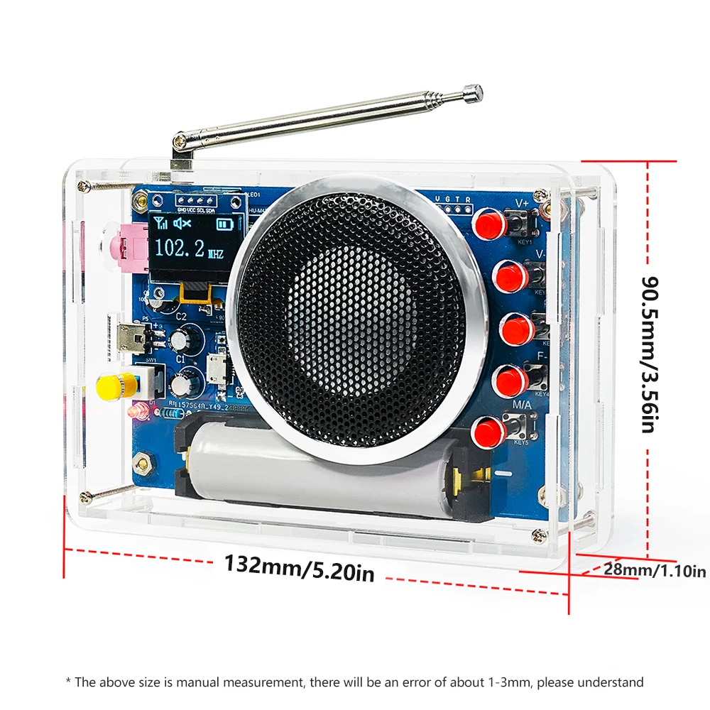 RDA5807 FM Radio DIY Kit Rechargeable FM 87-108MHz OLED Display DIY Electronics Welding Assembly Practice Parts