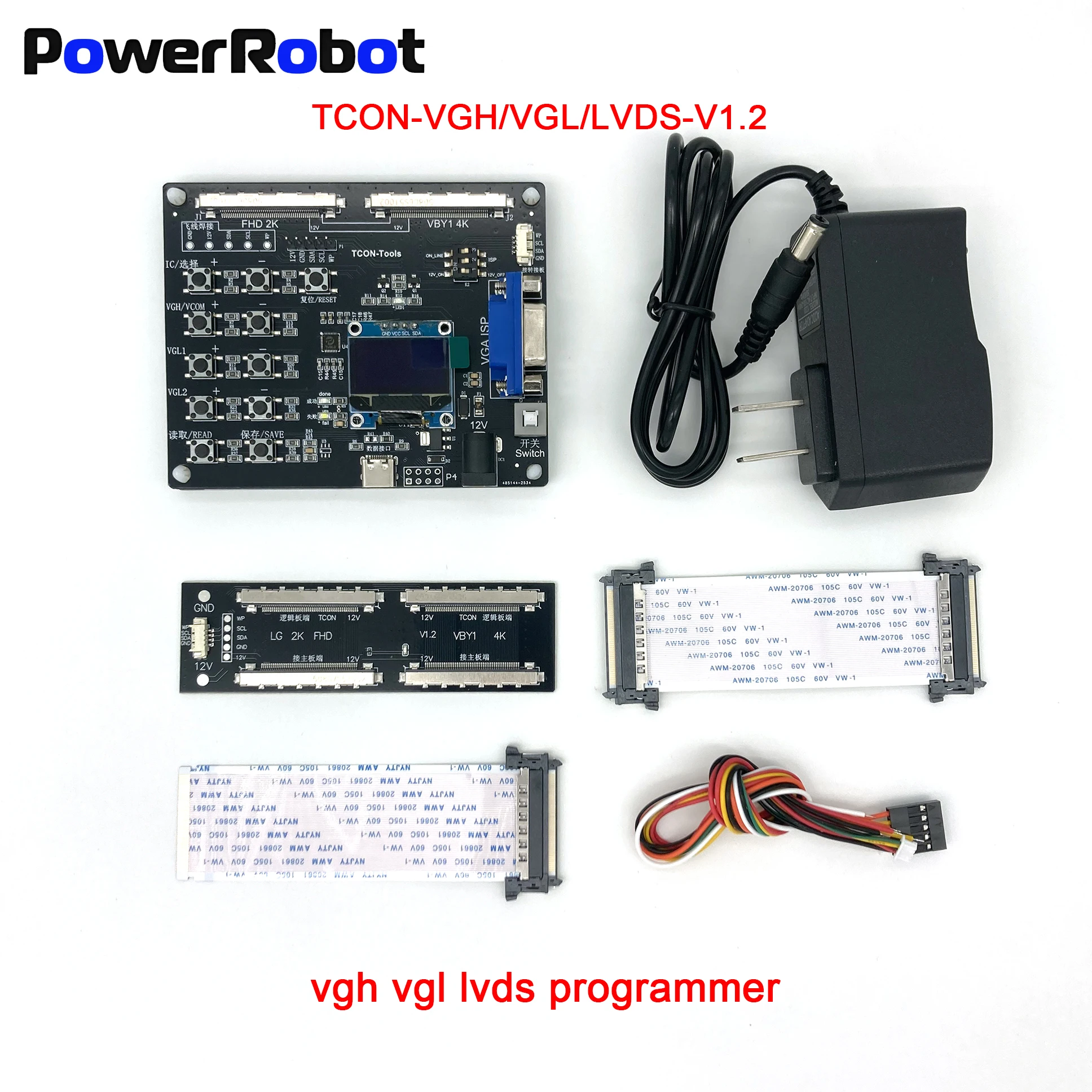 TJKJ TCON V1.2 VGH VGL VCOM Voltage Regulation Programmer VGH VGL VCOM Burning Tool Voltage Regulator Tool TV Panel Repair Tools