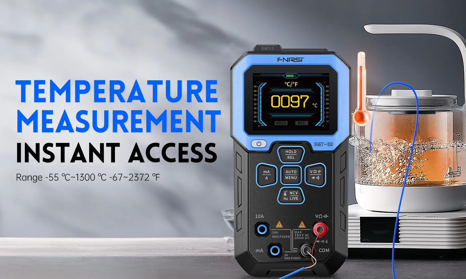 FNIRSI DMT-99 Smart Multimeter True RMS NCV Auto Range 100000 Counts AC/DC Voltage Current Temperature Meter