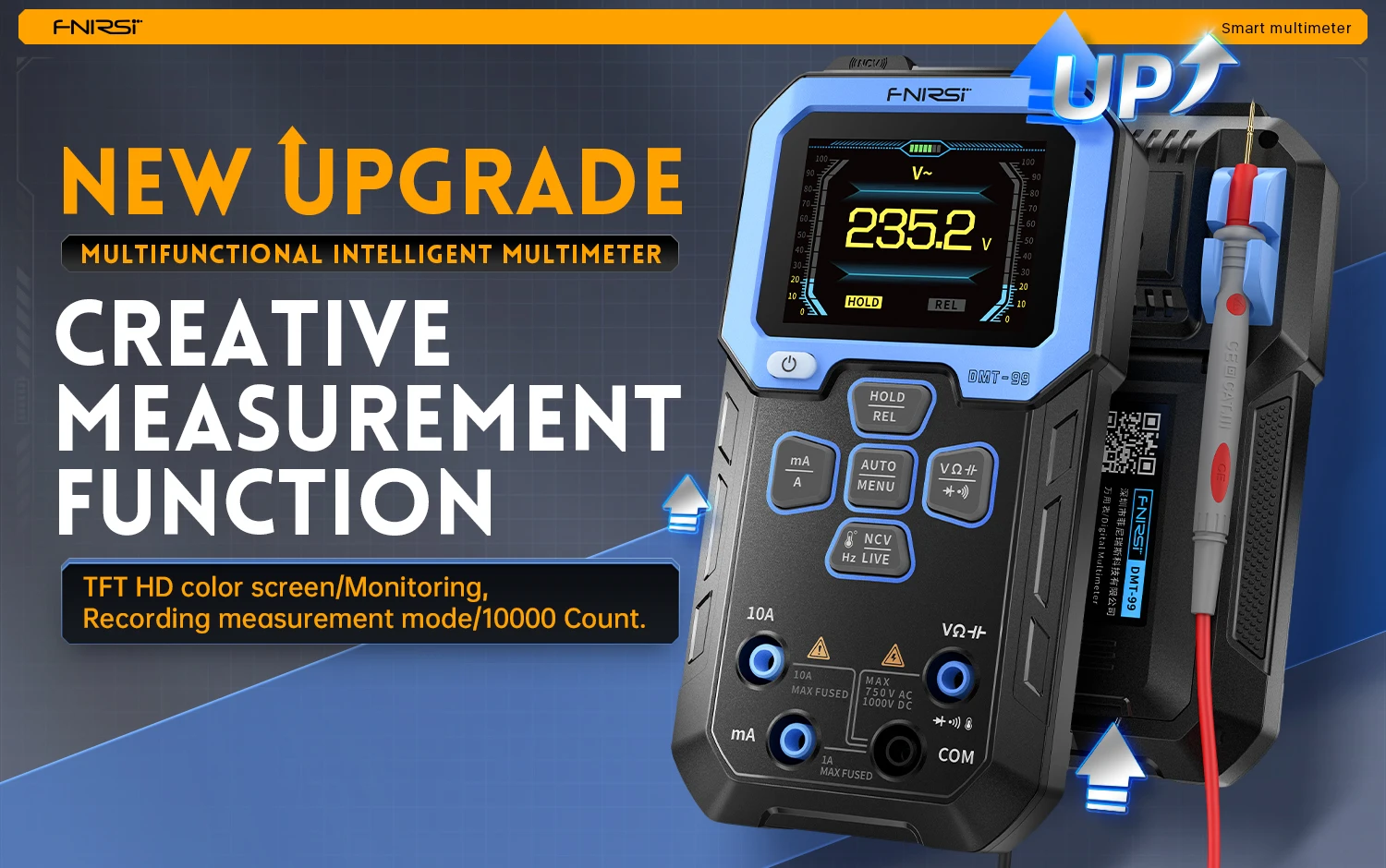 FNIRSI DMT-99 Smart Multimeter True RMS NCV Auto Range 100000 Counts AC/DC Voltage Current Temperature Meter