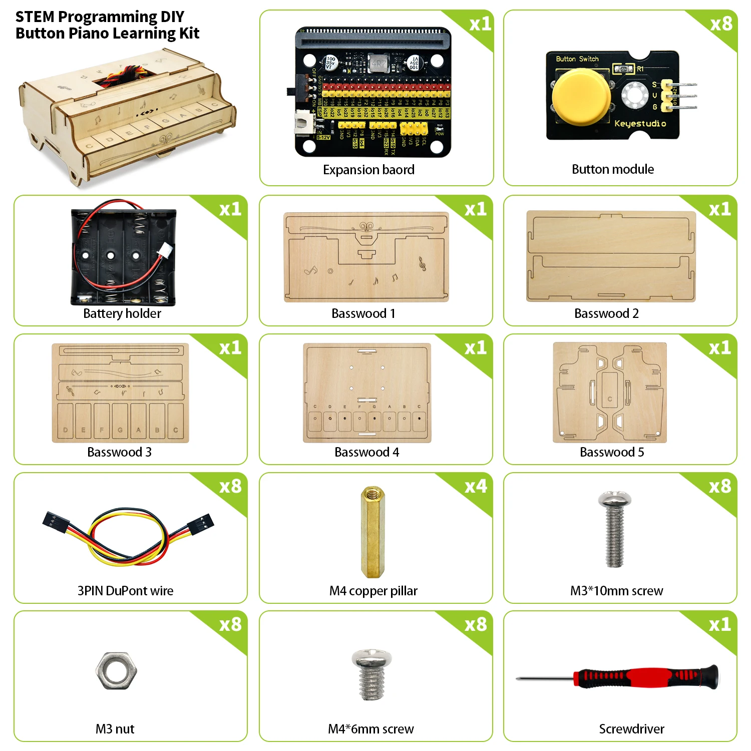 Keyestudio ESP32 Piano Learning Kit DIY Button STEM Programming Toys For Arduino DIY Starter Kit ForMicrobit V2 Kit Teenager Toy