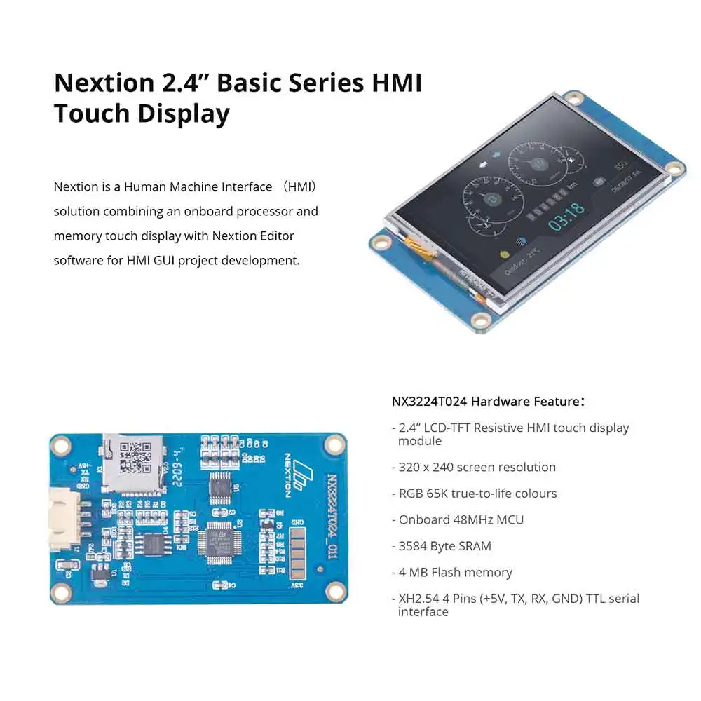 NEXTION Basic LCD Display Generic 2.4" 2.8" 3.2" 3.5" HMI TFT Intelligent 5V LCD Resistive Touch Display Free Debug Screen