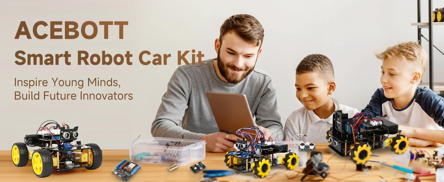 ACEBOTT Robotics Kit for Kids Smart Robot Car Kit Compatible with Arduino & Scratch STEM Toys Coding Robot Kit with App Control