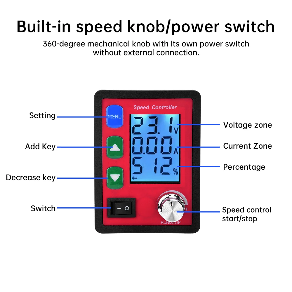 PWM Wireless Remote Control Intelligent DC Brush Motor Speed Controller Support voltage and current monitoring DC6V-55V 20A