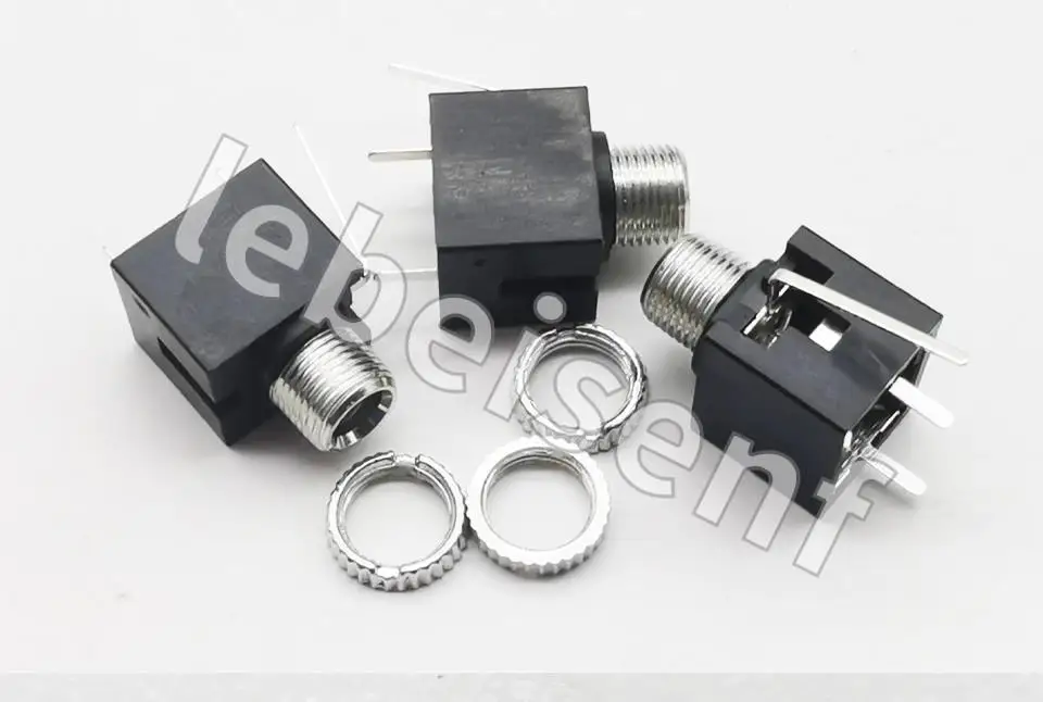 100pcs Headphone socket PJ-301M 3.5MM audio video socket measuring pin 90 degrees full copper temperature resistant