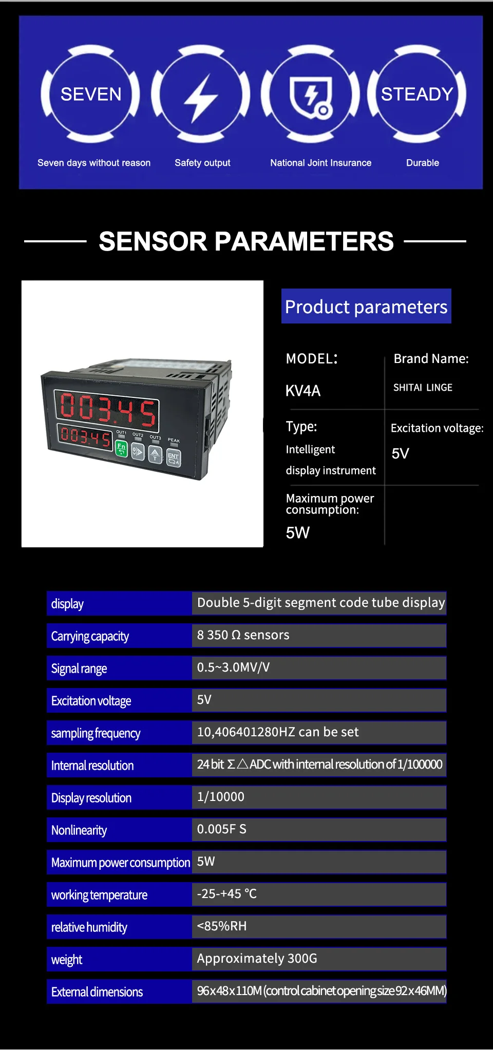 Weighing Sensor Indicator Transducer Display Unit Double 5-Digit Segment High Speed Acquisition Instrument for Load Cell