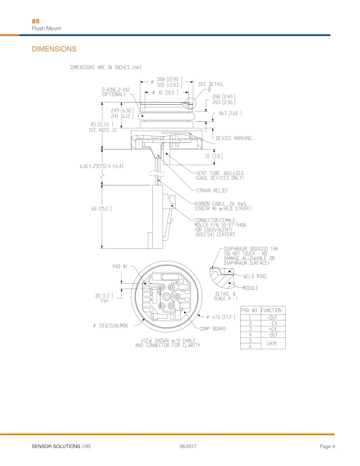 85-015G-FC TE Original American MEAS Pressure Sensor, 15 PSI