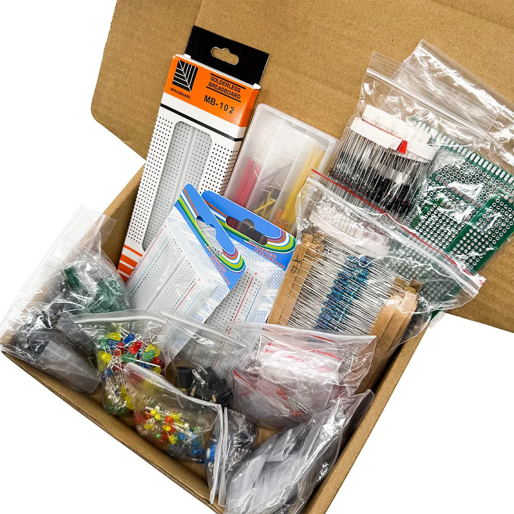 2110PCS Electronic Components Kit - Ultimate Edition with Capacitors Resistors T0-92 LED PCB Board IC Breadboard for DIY Project