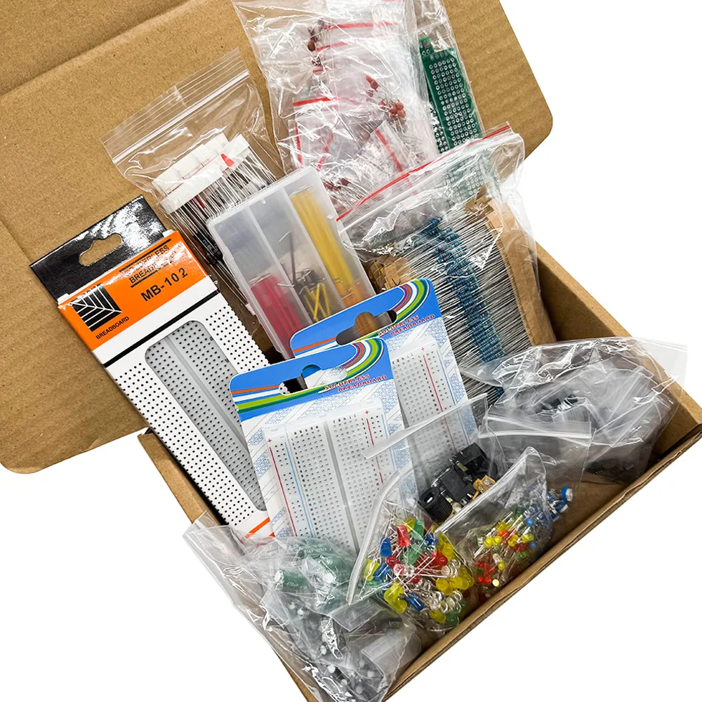 2110PCS Electronic Components Kit - Ultimate Edition with Capacitors Resistors T0-92 LED PCB Board IC Breadboard for DIY Project