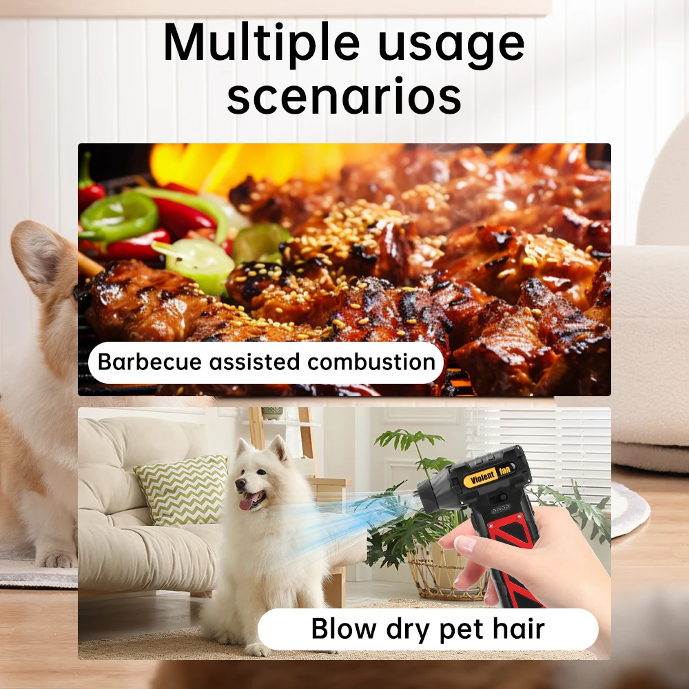 110000RPM Violent Blower Fan Electric Air Duster Adjustable wind speed Violent Blower Rechargeable with Light Car Cleaning