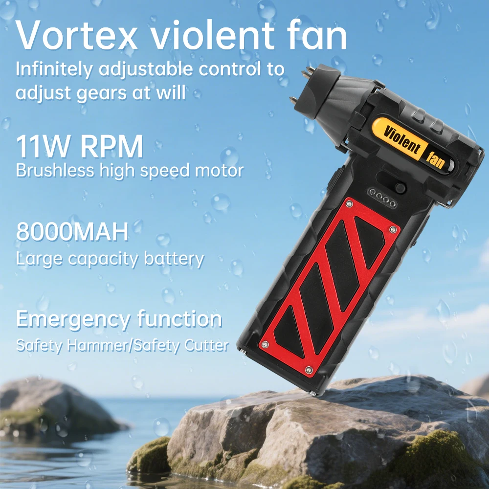 110000RPM Violent Blower Fan Electric Air Duster Adjustable wind speed Violent Blower Rechargeable with Light Car Cleaning