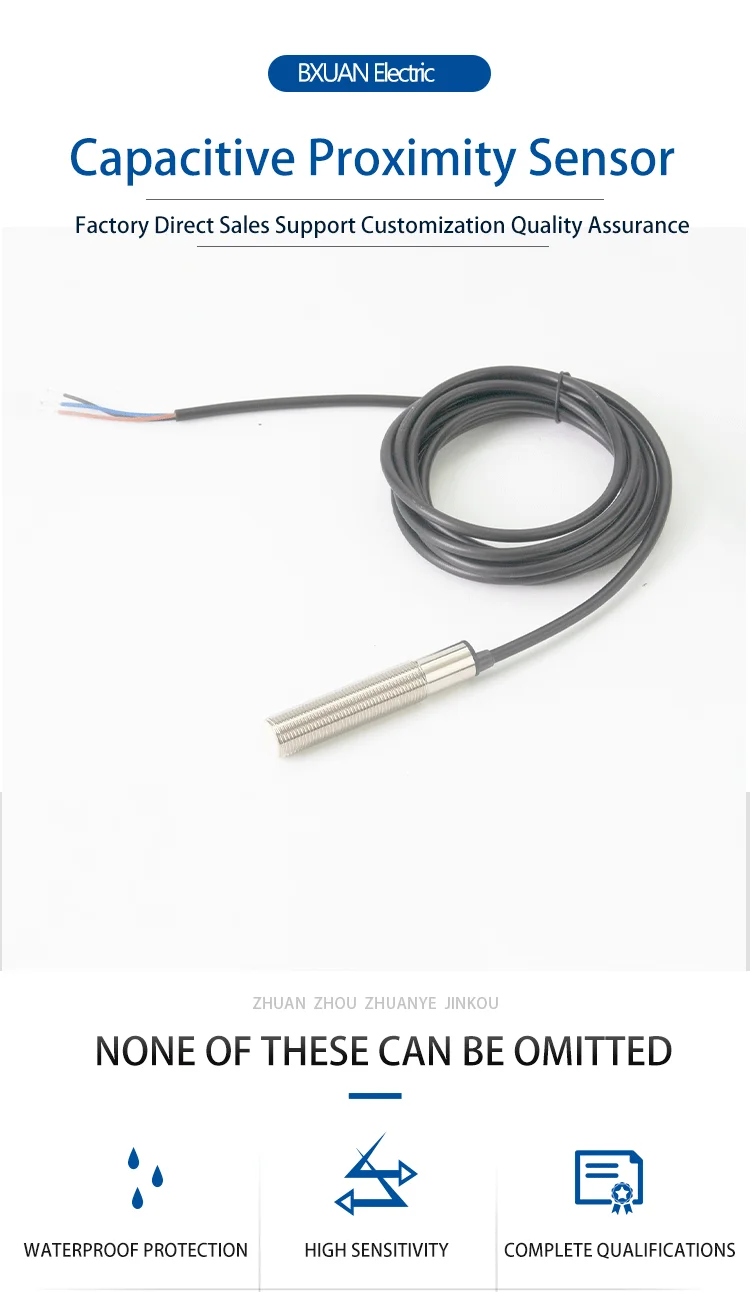 M12 Capacitive Proximity Sensor 3-wire DC 10-30V NPN PNP IP67 Flush Plug-in Unit