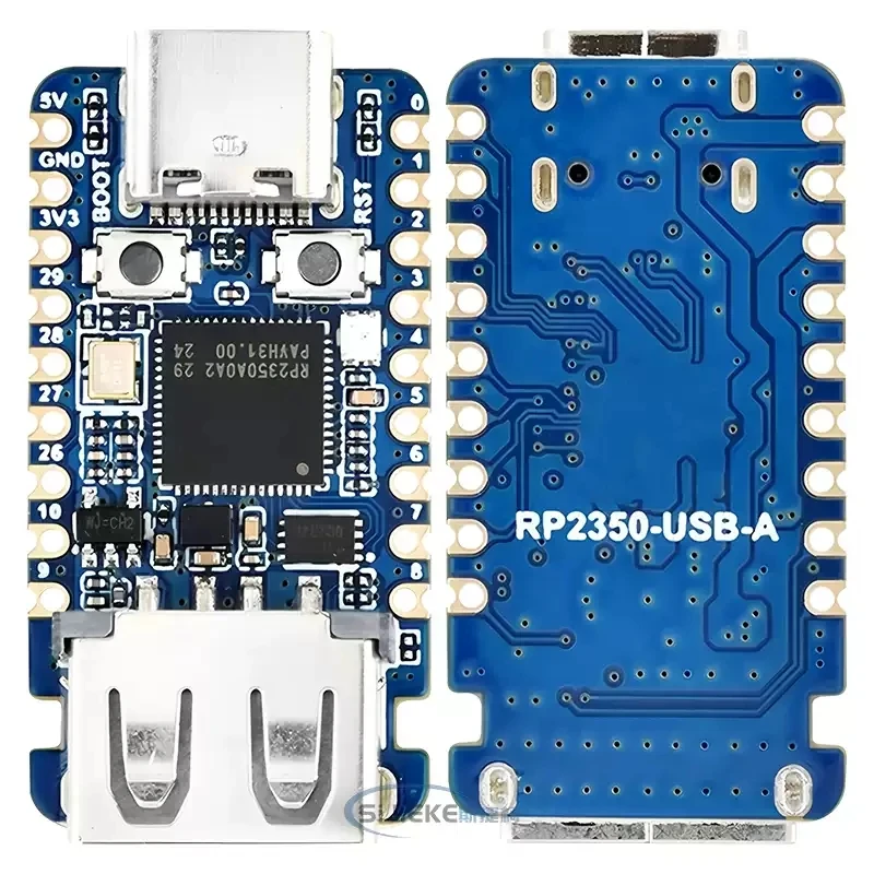 The P2350-USB-A mini development board is based on the dual-core, dual-architecture Raspberry Pi RP2350A Type C interface