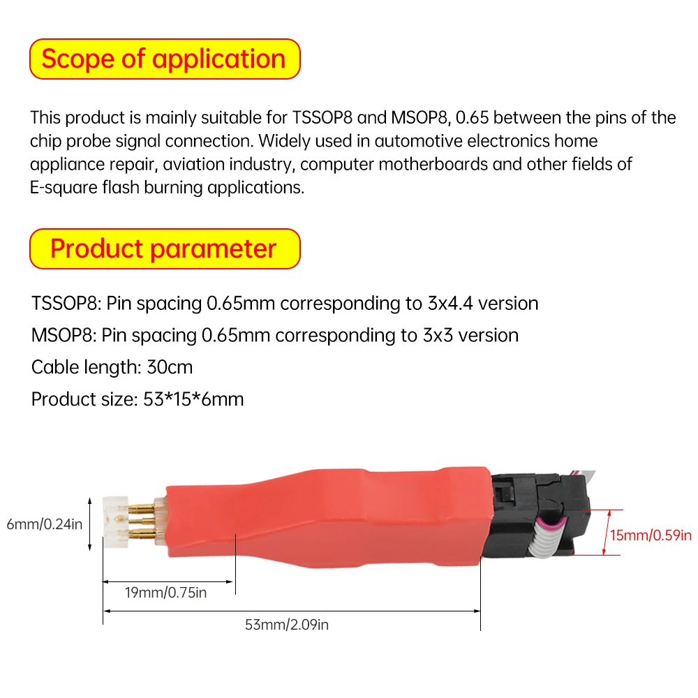 1PCS TSSOP8 MSOP8 Chip Download Burn Write Probe Spring Needle Flash Eeprom Chip Burner Cable Programmer