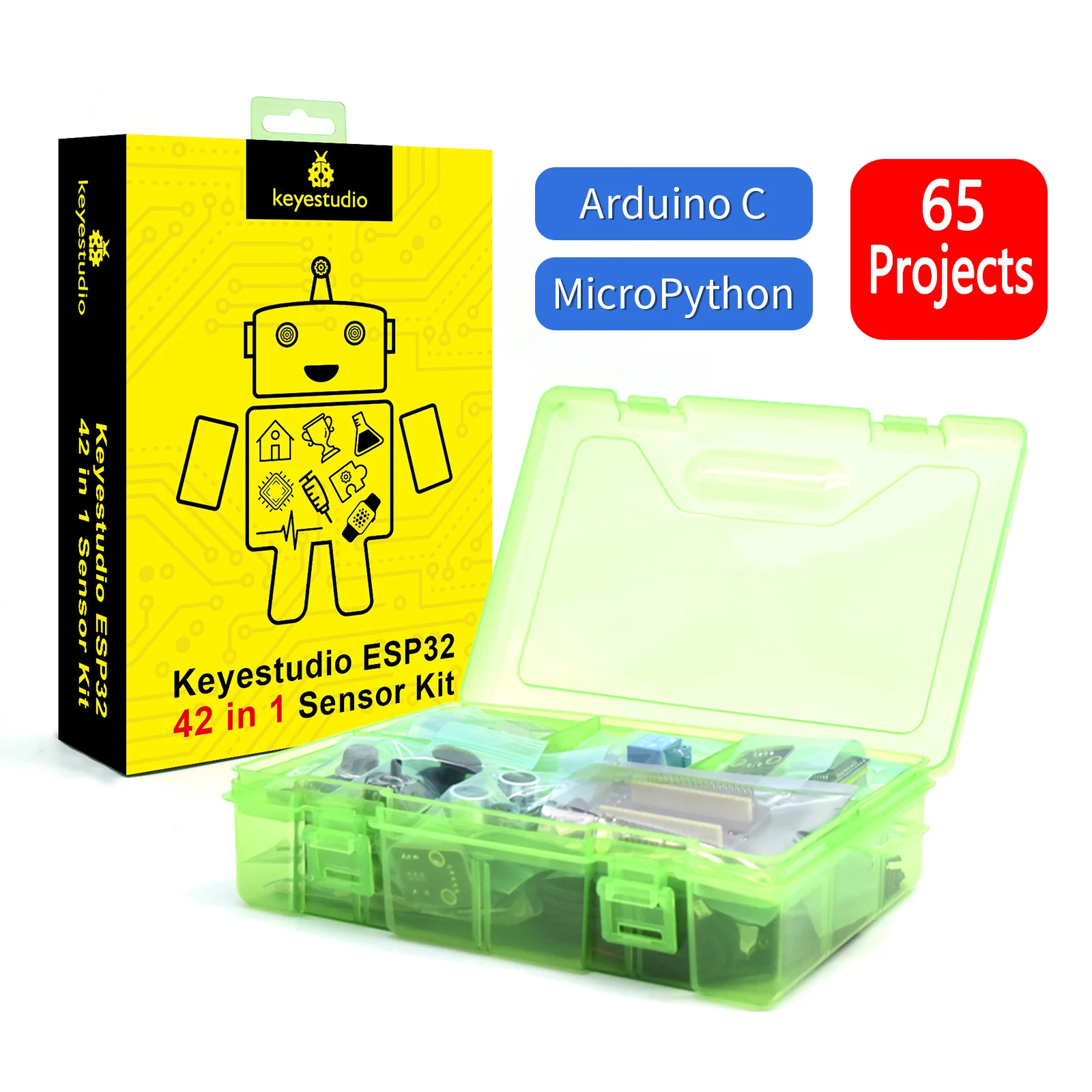 Keyestudio ESP32 42 in 1 Sensor Module Kit For ESP32 Diy Electronic Kit Support Arduino C And MicroPythoon (65 Projects)