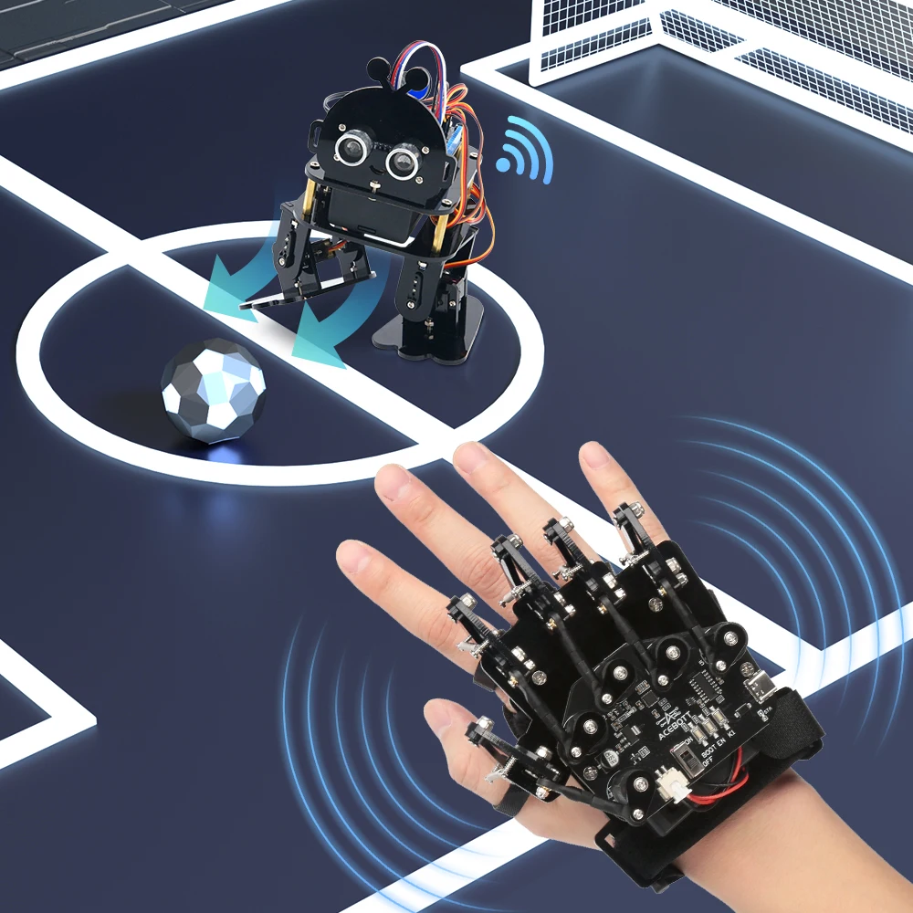 ESP32 Motion Sensing Glove Supports Arduino ACECode Python DIY Robotic STEM Toy Starter Kit Five Fingers Arm for Codin Robot Kit