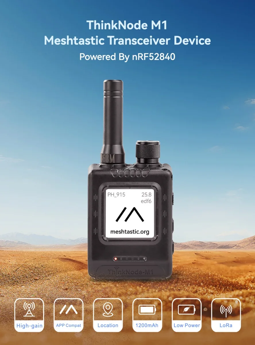 Elecrow ThinkNode-M1 Meshtastic LoRa Transceiver nRF52840 1.54" EPD Screen Real-time GPS function Case Optional-868 MHz