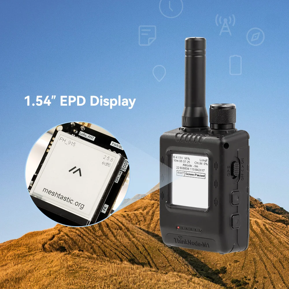 Elecrow ThinkNode-M1 Meshtastic LoRa Transceiver nRF52840 1.54" EPD Screen Real-time GPS function Case Optional-868 MHz