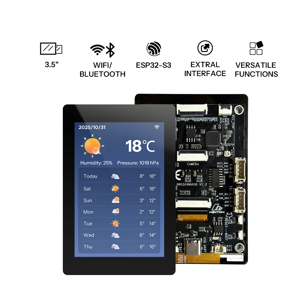 NEXTION ONX3248G035 3.5″Genius Series ESP32-S3 LCD Touchscreen Development Board CTP Touchscreen 2.4 GHz Wi-Fi Bluetooth 5 (LE)