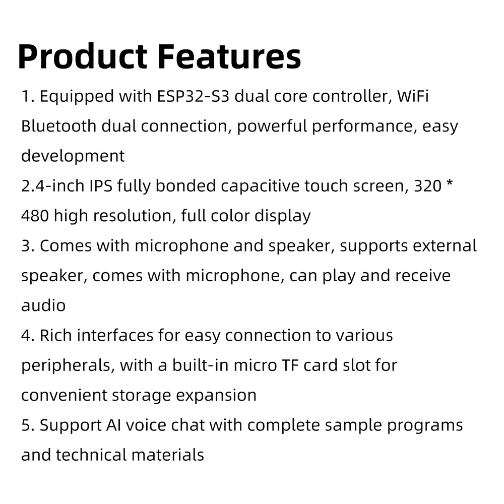 ESP32-S3 WiFi Bluetooth Development Board 4.0-inch Type C For EepSeek Xiaozhi AI Chat Robot 320*480 Intelligent Display Screen