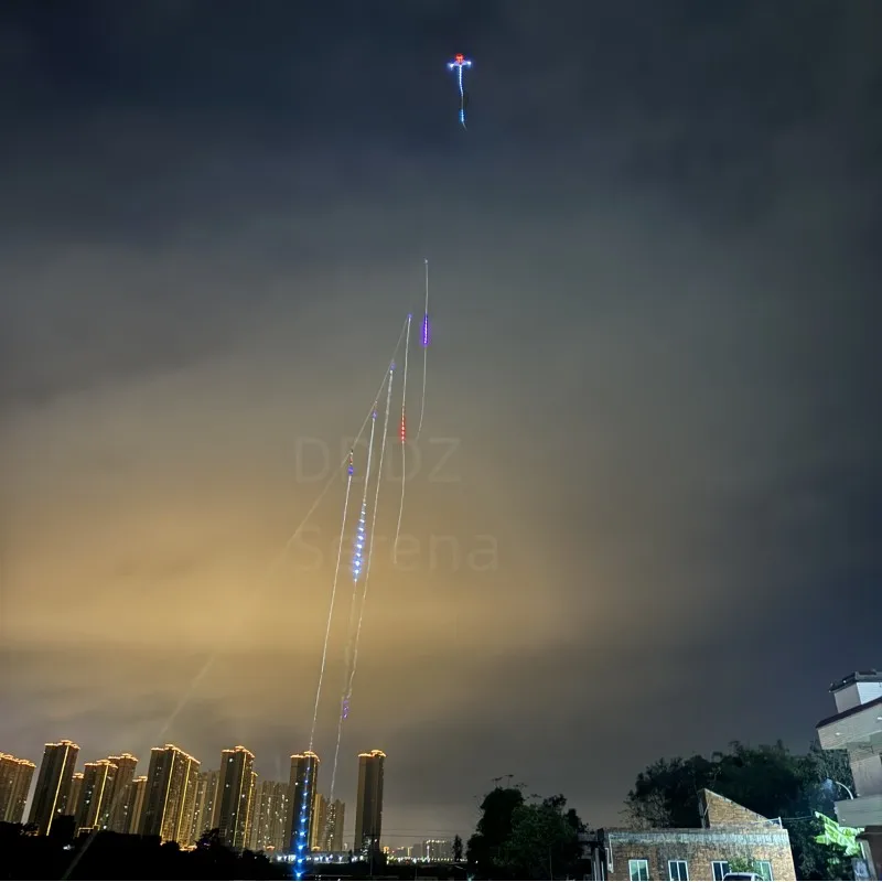 DDDZ 15M/20M String Lights for Kite Line Decoration Big LED Delta Inflatable Kite with Speed and Color Adjust with Meteor Flash