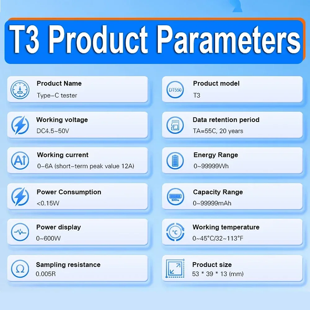 XT369P DC 4.5-80V 30A Type-C digital display voltage current power meter 4000W high power Bidirectional current detector