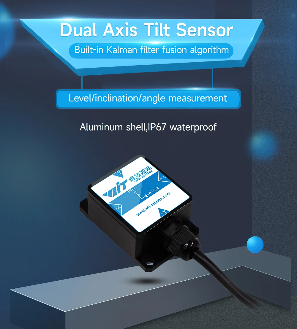 WitMotion SINDT Dual-axis AHRS MPU6050 Angle Inclinometer Tilt Switch IMU Sensor, Digital Output, IP67 Waterproof,Anti-vibration