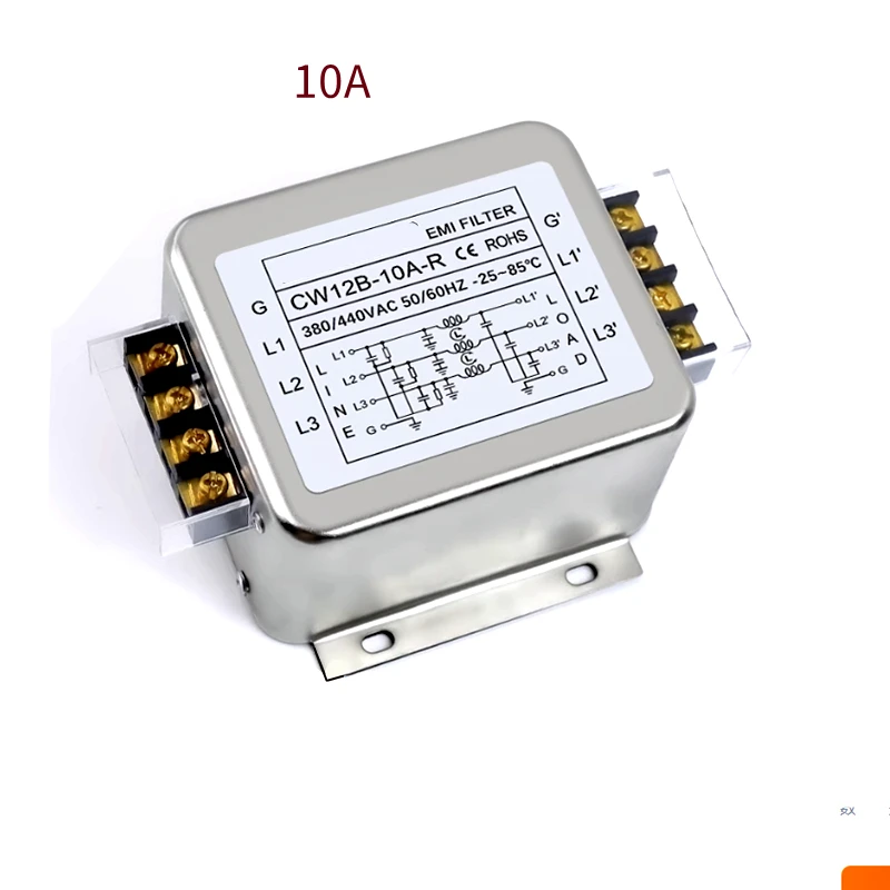 CW12B-10A/20A/30A/40A-R Three-phase three-wire power filter 380V AC Terminal type guideway CW12B-10A-R CW12B-30A-R