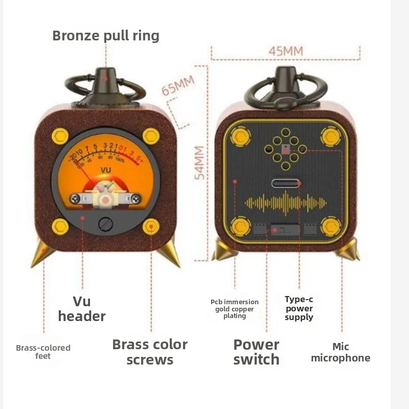 VU Pickup Meter Retro Wooden VU Level Indicator, Audio Rhythm Luminous Products