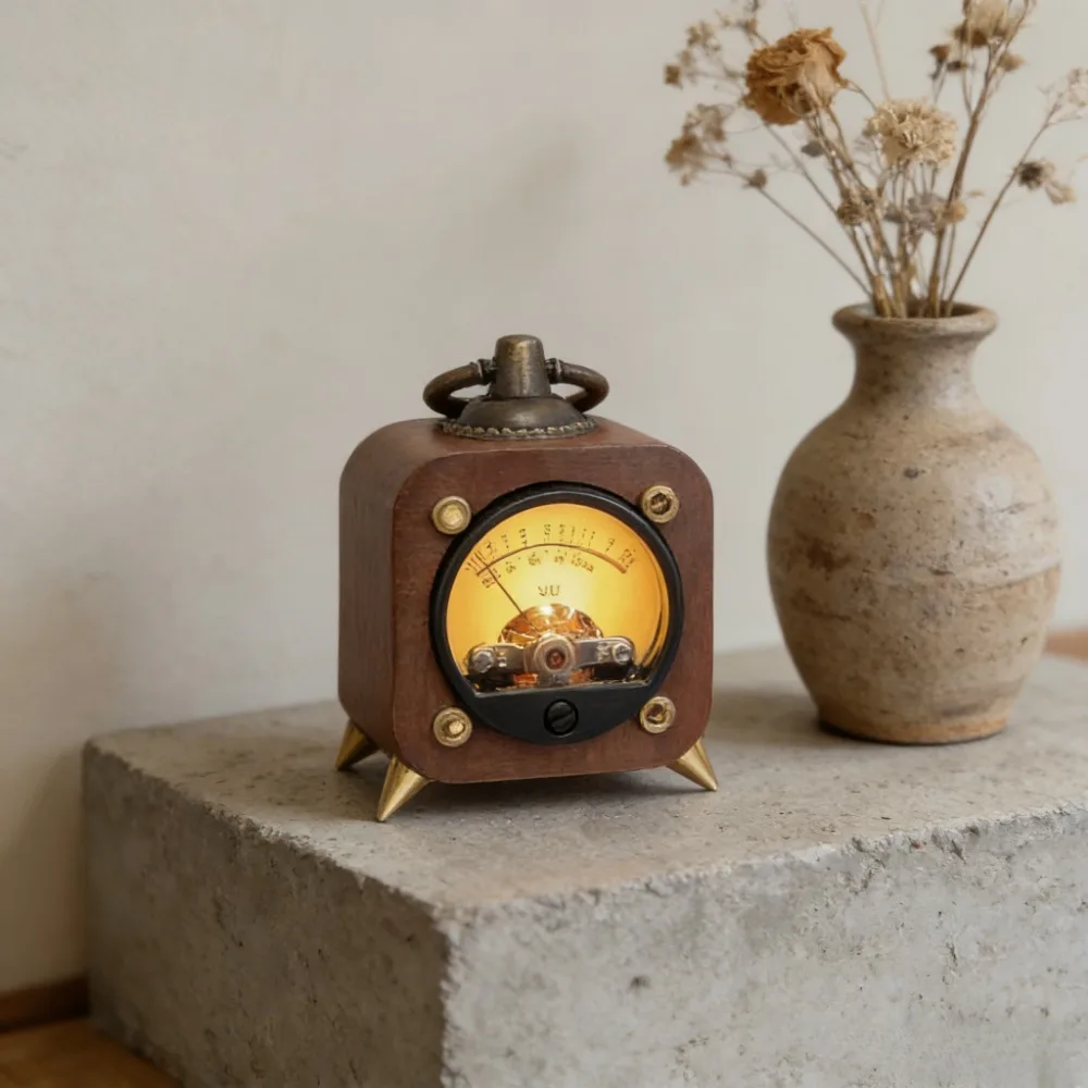 VU Pickup Meter Retro Wooden VU Level Indicator, Audio Rhythm Luminous Products