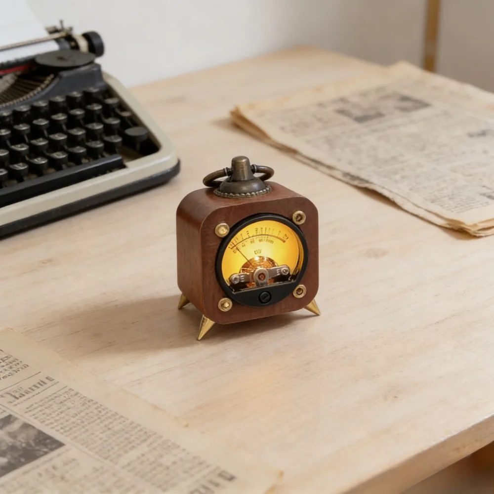 VU Pickup Meter Retro Wooden VU Level Indicator, Audio Rhythm Luminous Products