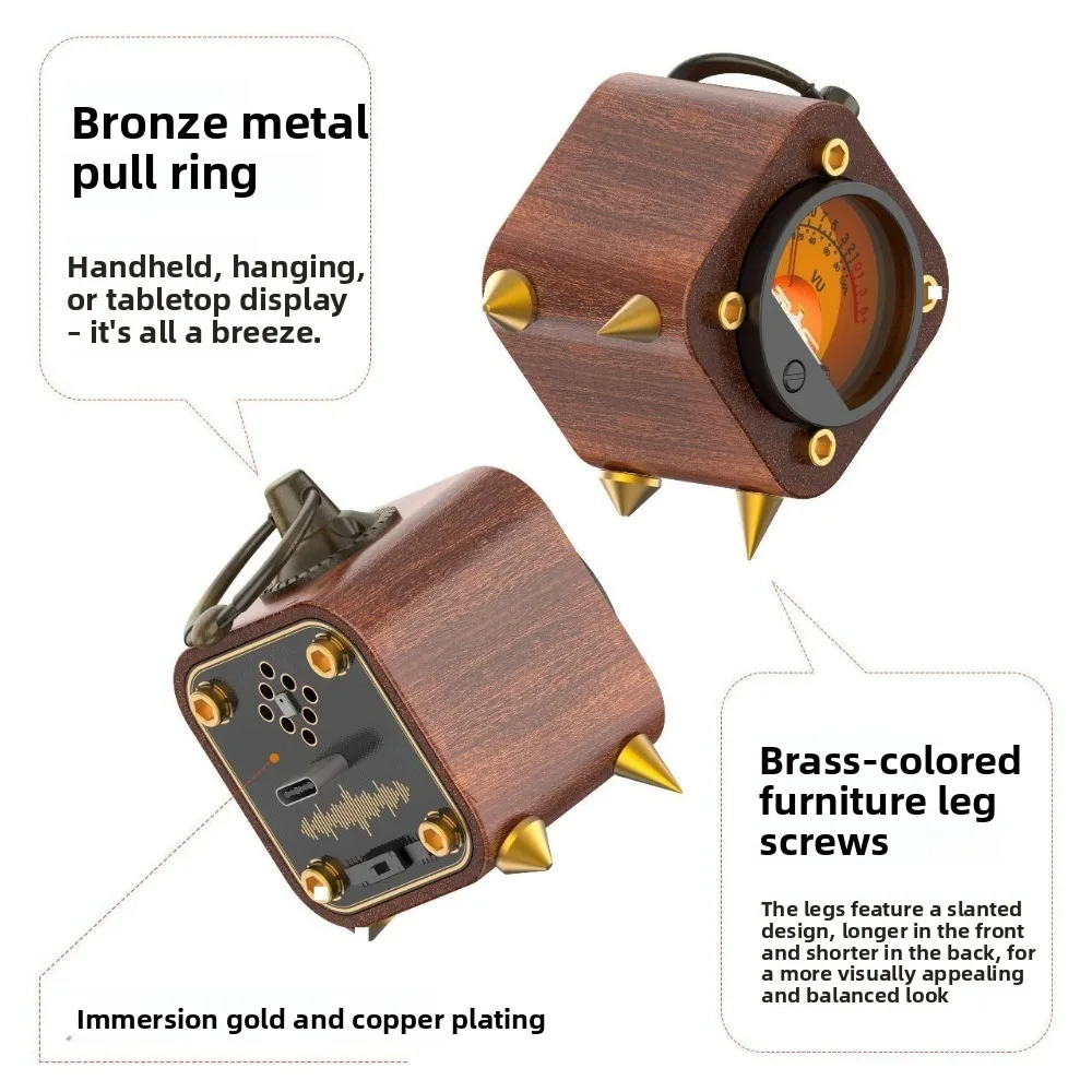 VU Pickup Meter Retro Wooden VU Level Indicator, Audio Rhythm Luminous Products