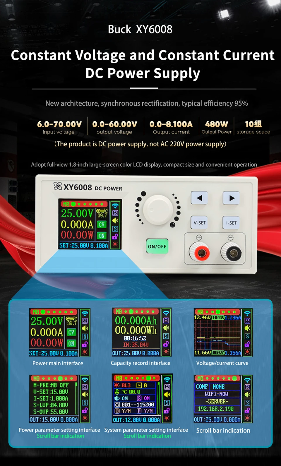 XY6008 XY6008-W DC Regulated Power Supply Step Down Module CNC Adjustable DC Stabilized Power Constant Voltage Constant Current
