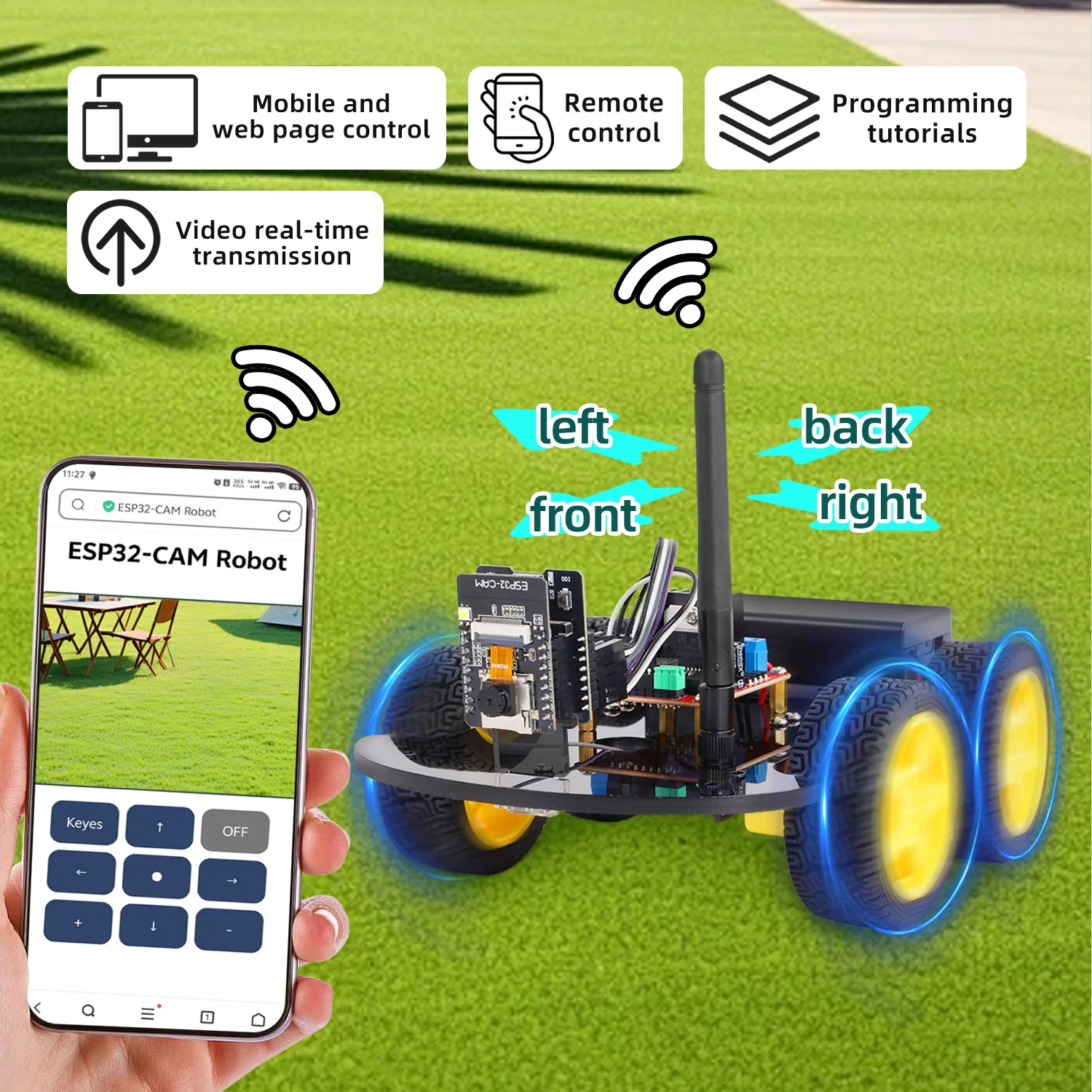 NEW Keyestudio 4WD&2WD ESP32-Cam Robot Car Kit Programmable WIFI Camera Smart Car For Arduino ESP32 Robot Project Robotic Kit