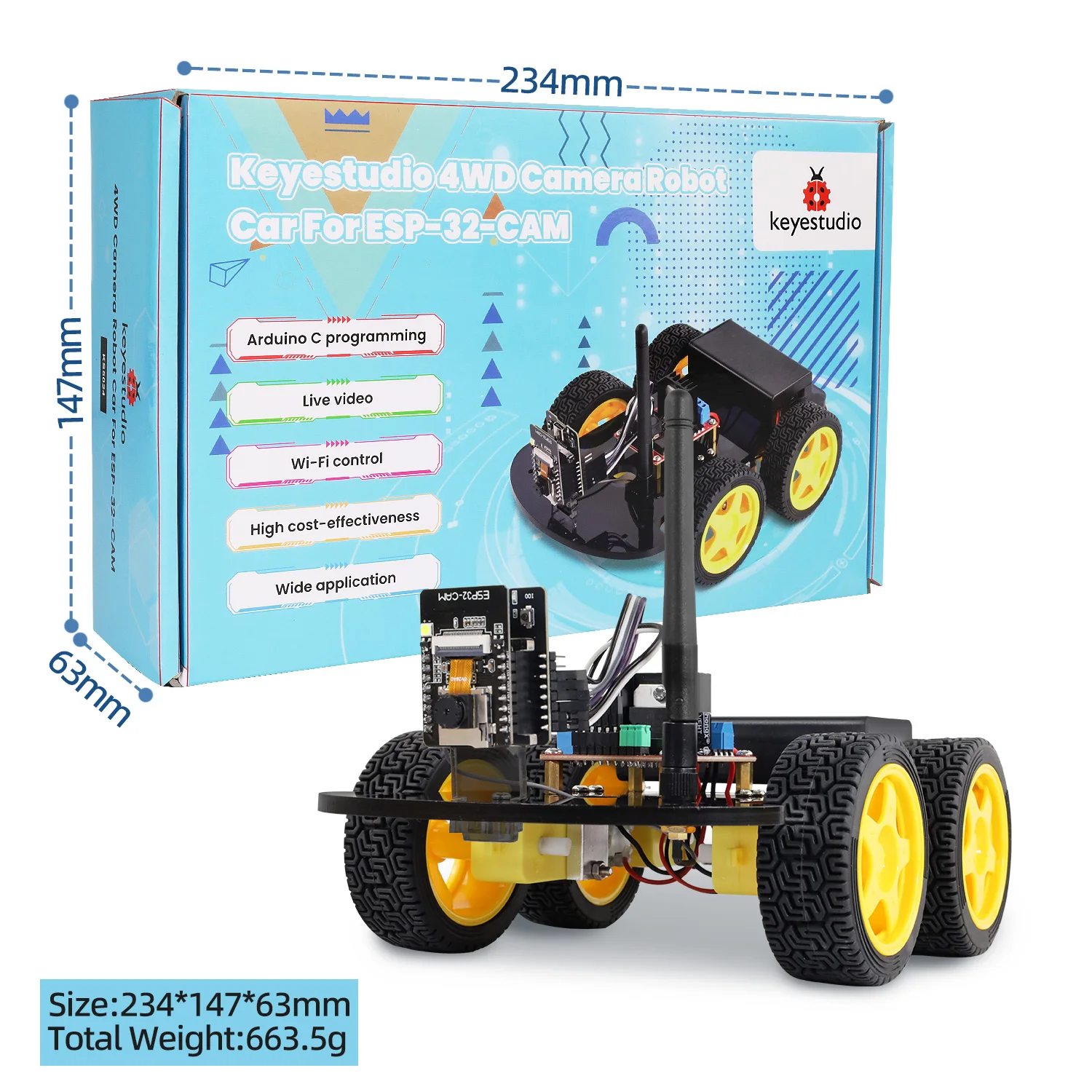 NEW Keyestudio 4WD&2WD ESP32-Cam Robot Car Kit Programmable WIFI Camera Smart Car For Arduino ESP32 Robot Project Robotic Kit
