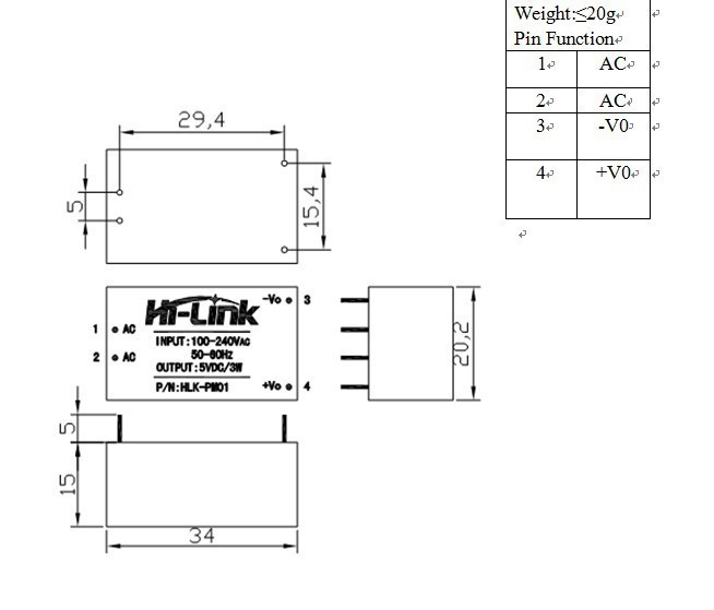 10pcs/lot HLK-PM01 HLK-PM03 HLK-PM12 AC-DC 220V to 5V mini power supply module,intelligent household switch power supply module