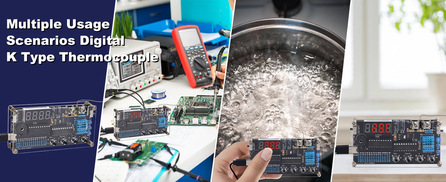 DIY Thermometer Electronics Kit with High/Low Alarm, DC 4.5-5V Temperature Humidity Sensor Soldering Project for STEM Learning