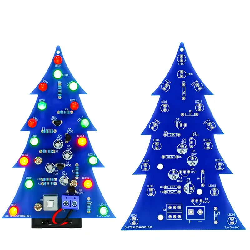 Christmas Tree Led Color Flow Circuit Board Welding Practice Board Welding Kit DIY Practice Teaching Circuit Board