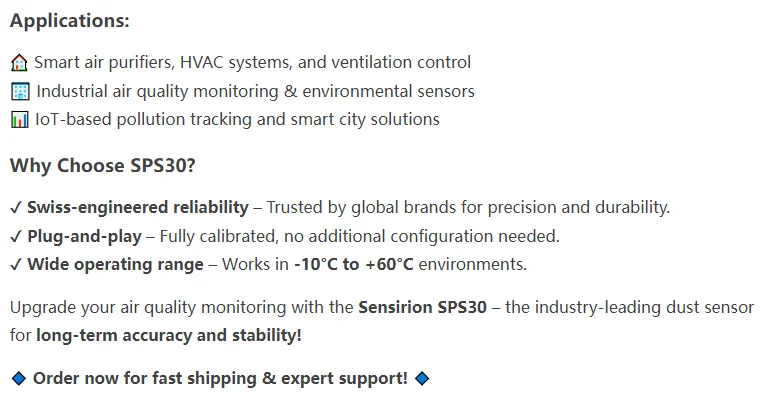 New original SPS30 SPS-30 PM2.5 PARTICLE SENSOR Transducer Particle and dust sensor
