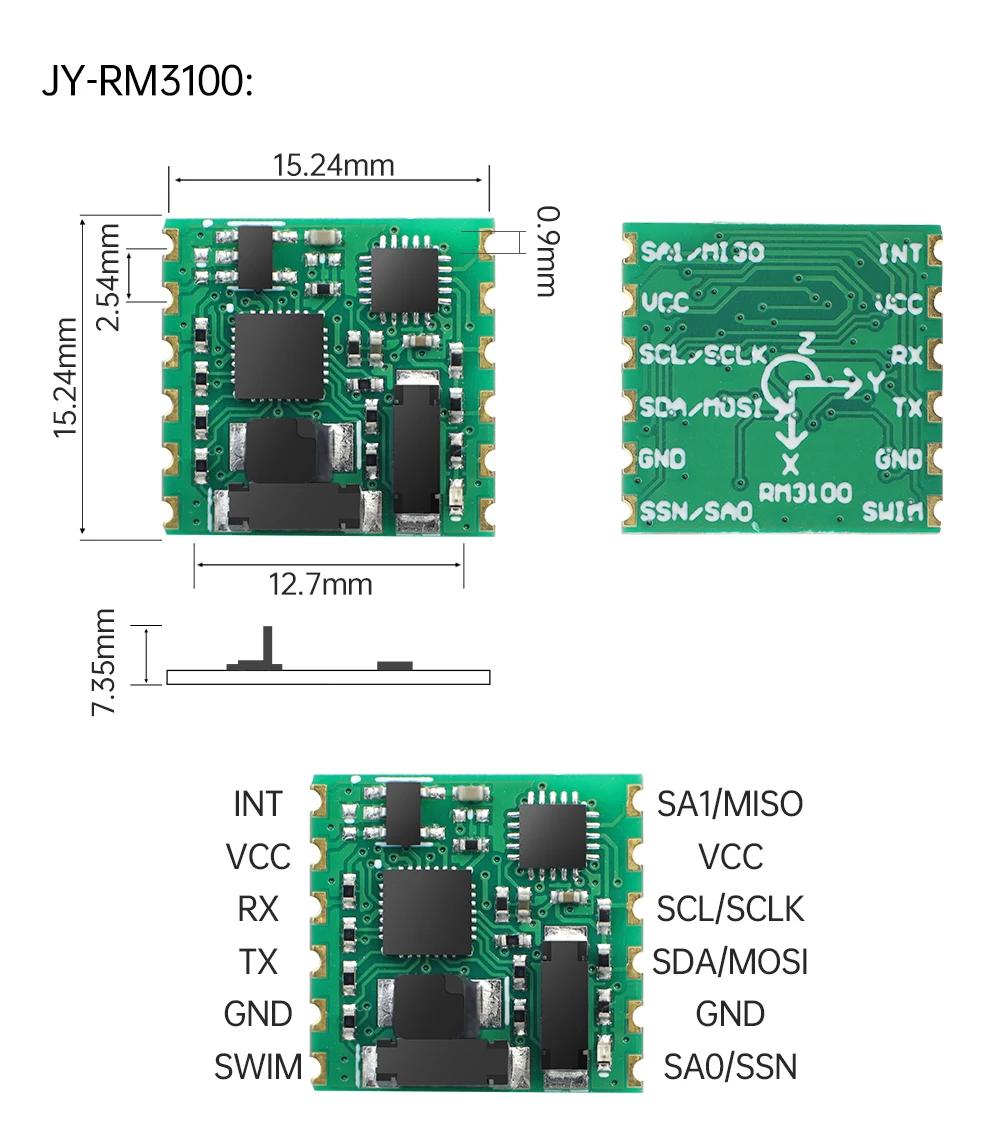 WitMotion PNI RM3100 Industry Magnetometer Sensor, Output 3-axis Magnet Field, SPI Digital Electronic Compass for Arduino