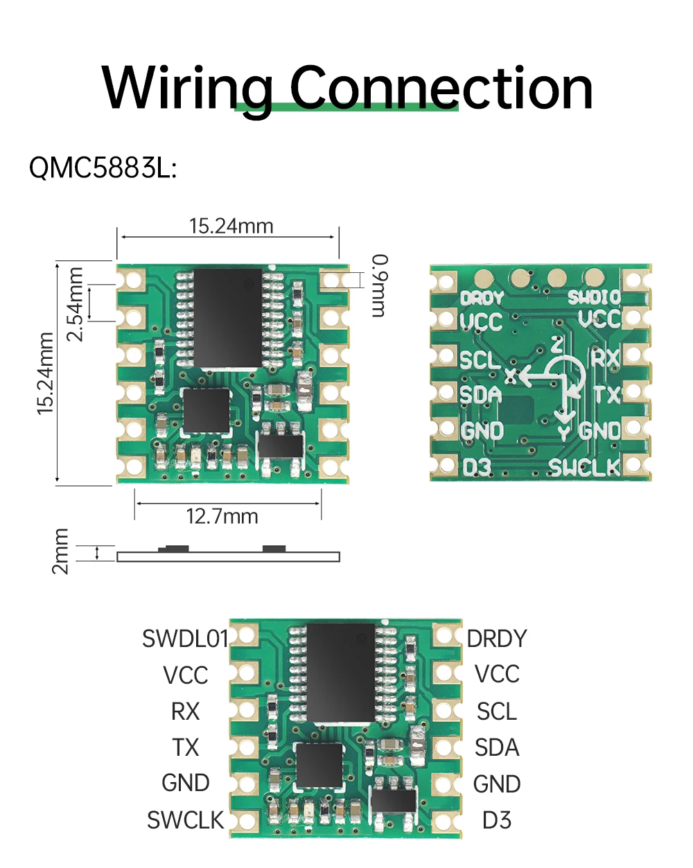 WitMotion PNI RM3100 Industry Magnetometer Sensor, Output 3-axis Magnet Field, SPI Digital Electronic Compass for Arduino