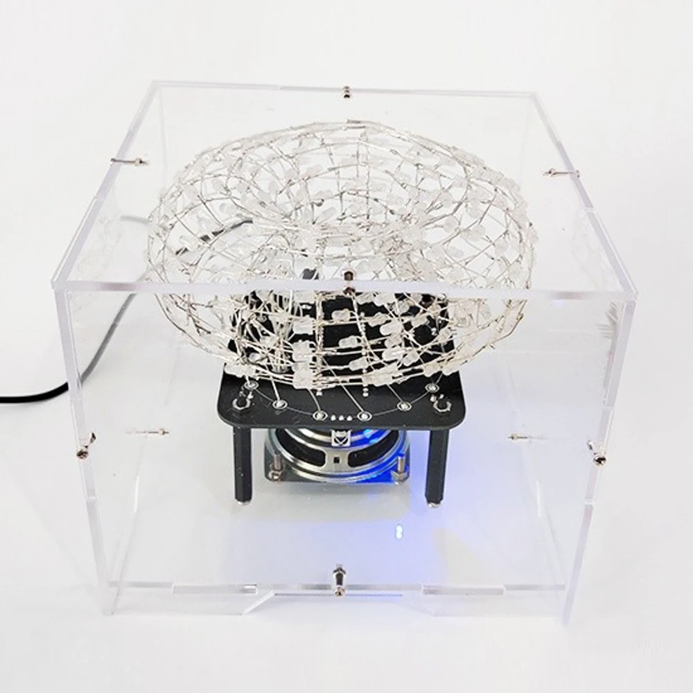 DIY Halo Cube BT Speaker Kit LED Colorful Light Spectrum Welding Practice DIY Kit Electronic Infrared Remote Control DC5V