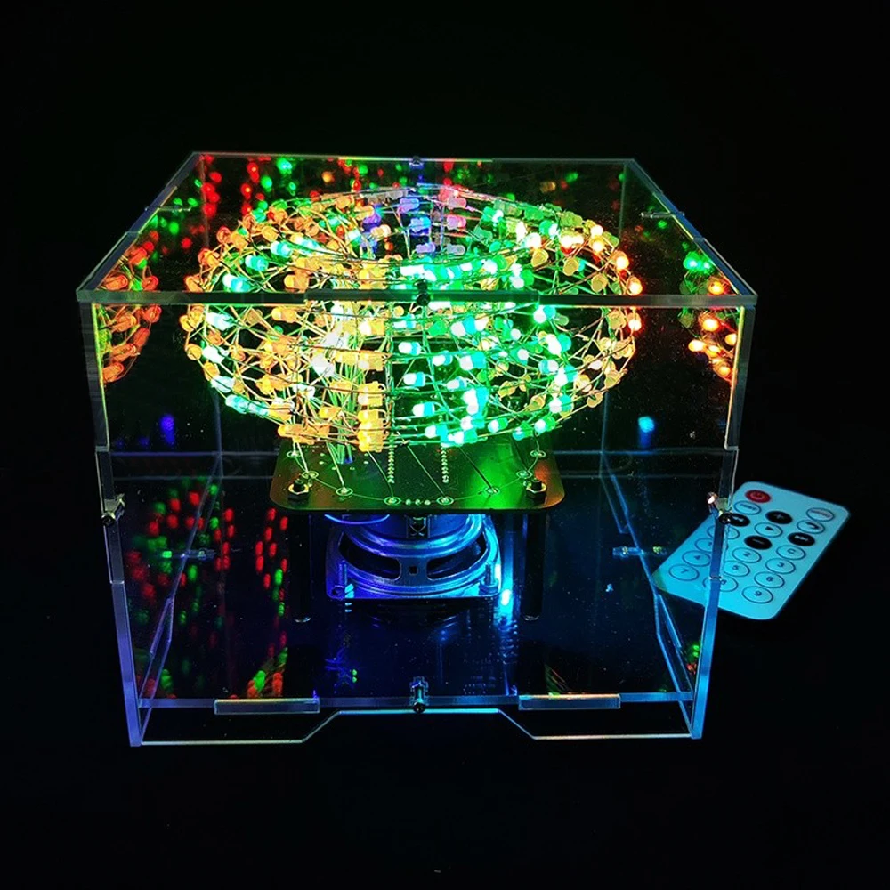 DIY Halo Cube BT Speaker Kit LED Colorful Light Spectrum Welding Practice DIY Kit Electronic Infrared Remote Control DC5V